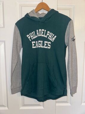 Philadelphia Eagles Hoodie Youth Large 14/16 NFL Green Gray Pullover Tshirt/Hood